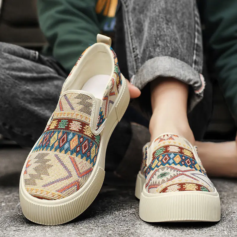 

Chunky Slip-on Men's Casual Canvas Shoes Spring Autumn Sneakers Trends 2025 Non-leather Male Shoe Leisure Size 44 Footwear Offer
