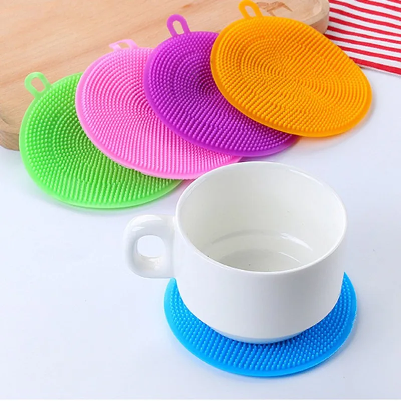 1PC Silicone Cleaning Brushes Soft Silicone Scouring Pad Washing Sponge Dish Bowl Pot Cleaner Washing Tool Kitchen Accessories