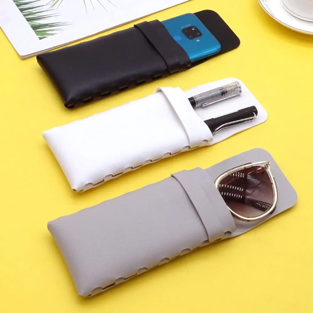 Fashion Solid Color Leather Sunglasses Box Bag Lightweight Soft Glasses Case Korean Style Anti-scratch Eyeglasses Holder Outdoor