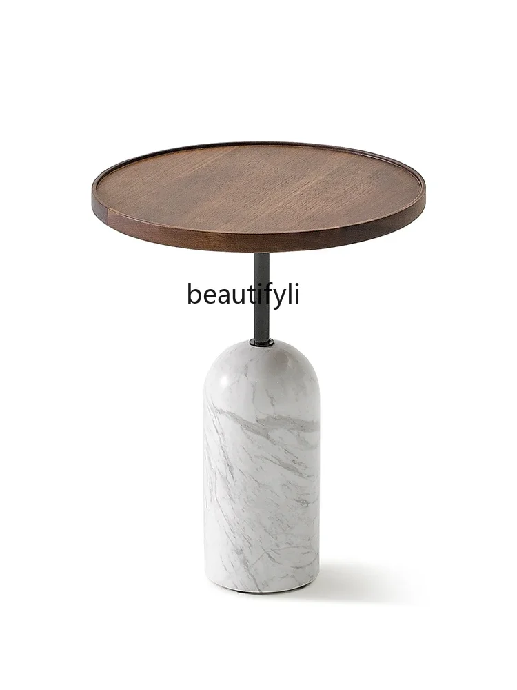 

Walnut round edge few simple corner few marble small coffee table coffee table