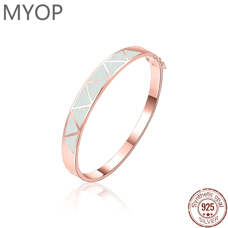 MYOP Evening Neutral Fashion Jewelry 925 Silver Gift,Triangle OPAL Bracelet