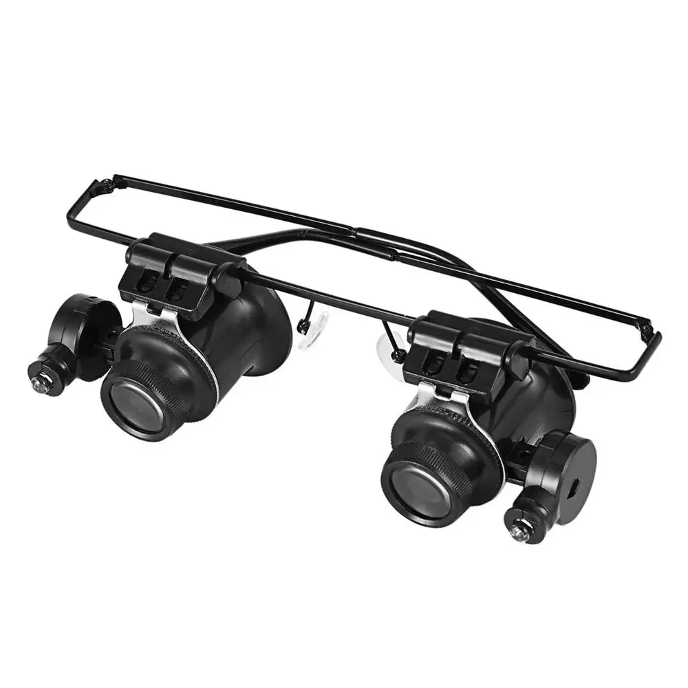 Close Range With LED Lights Magnifier Watch Repair 20X Magnifier Double Eye Glasses Type Jeweler Inspect Tool