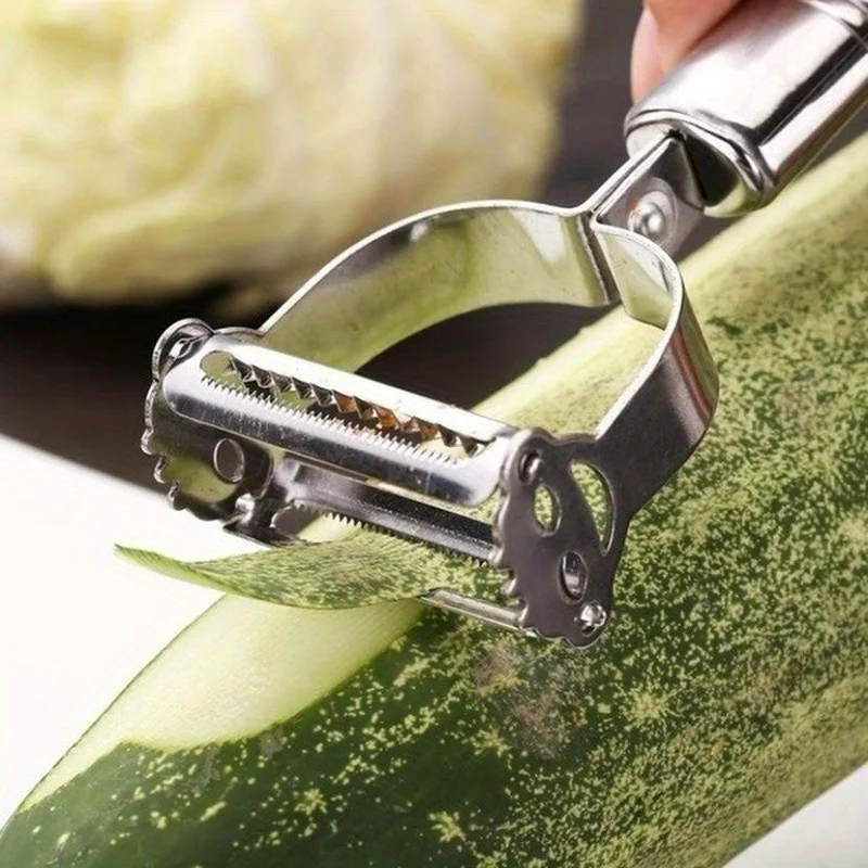 1pc Multi-functional Stainless Steel Fruit Peeler and Grater - 7in/2.6in Double-Headed Potato and Melon Planer