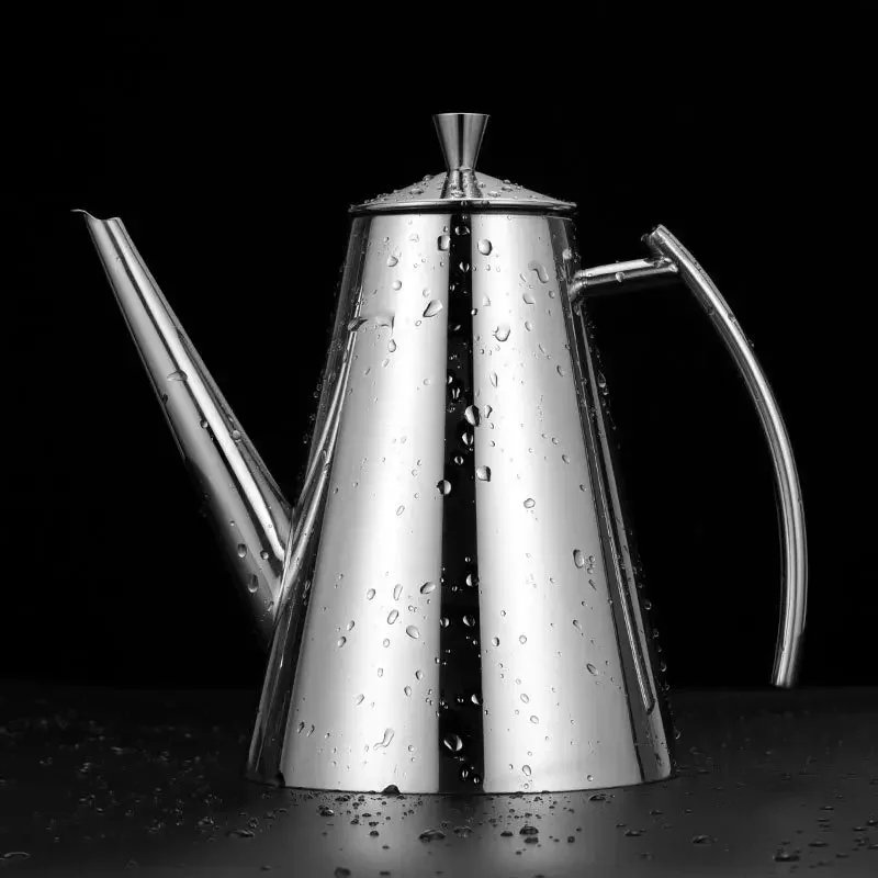 304 Stainless Steel Oil Pot Kitchen Storage Container Dust-Proof Oil Tank Sauce Vinegar No Drip Kitchen Oil Pot 900/1200ML