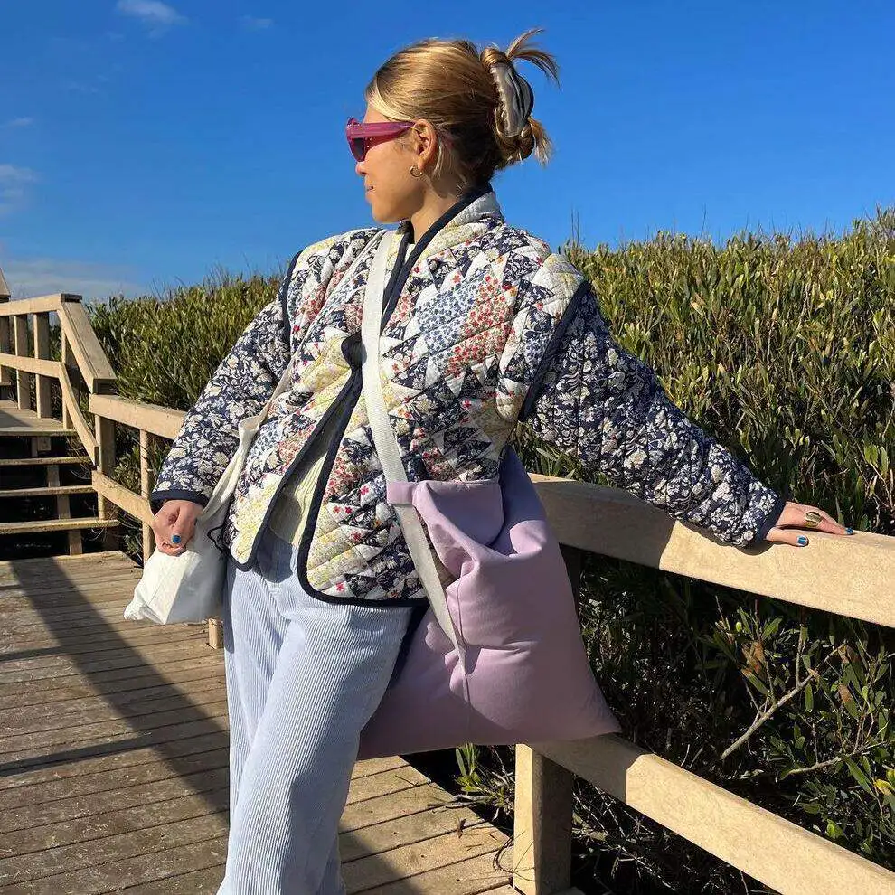 

Autumn Winter ular Quilted Cotton Vest Jaet Two-Way Sve Detachable Thi Long Sve Ladies Cotton Padded Vest Coat