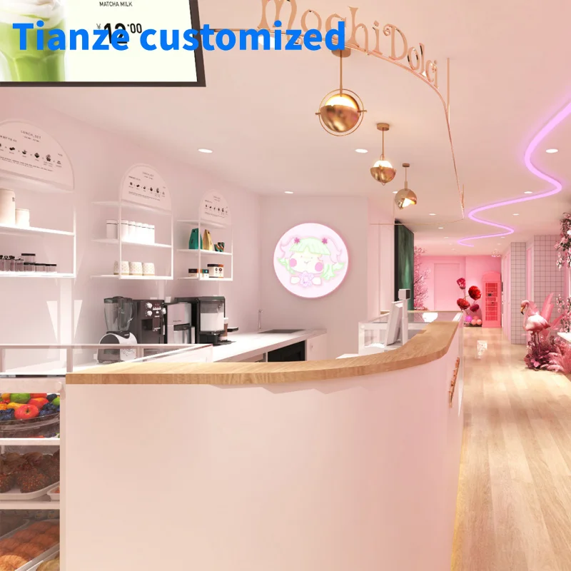 

（customized）Boba Tea Shop Counter Display Furniture Bubble Tea Shop Decoration And Coffee Shop Fixture