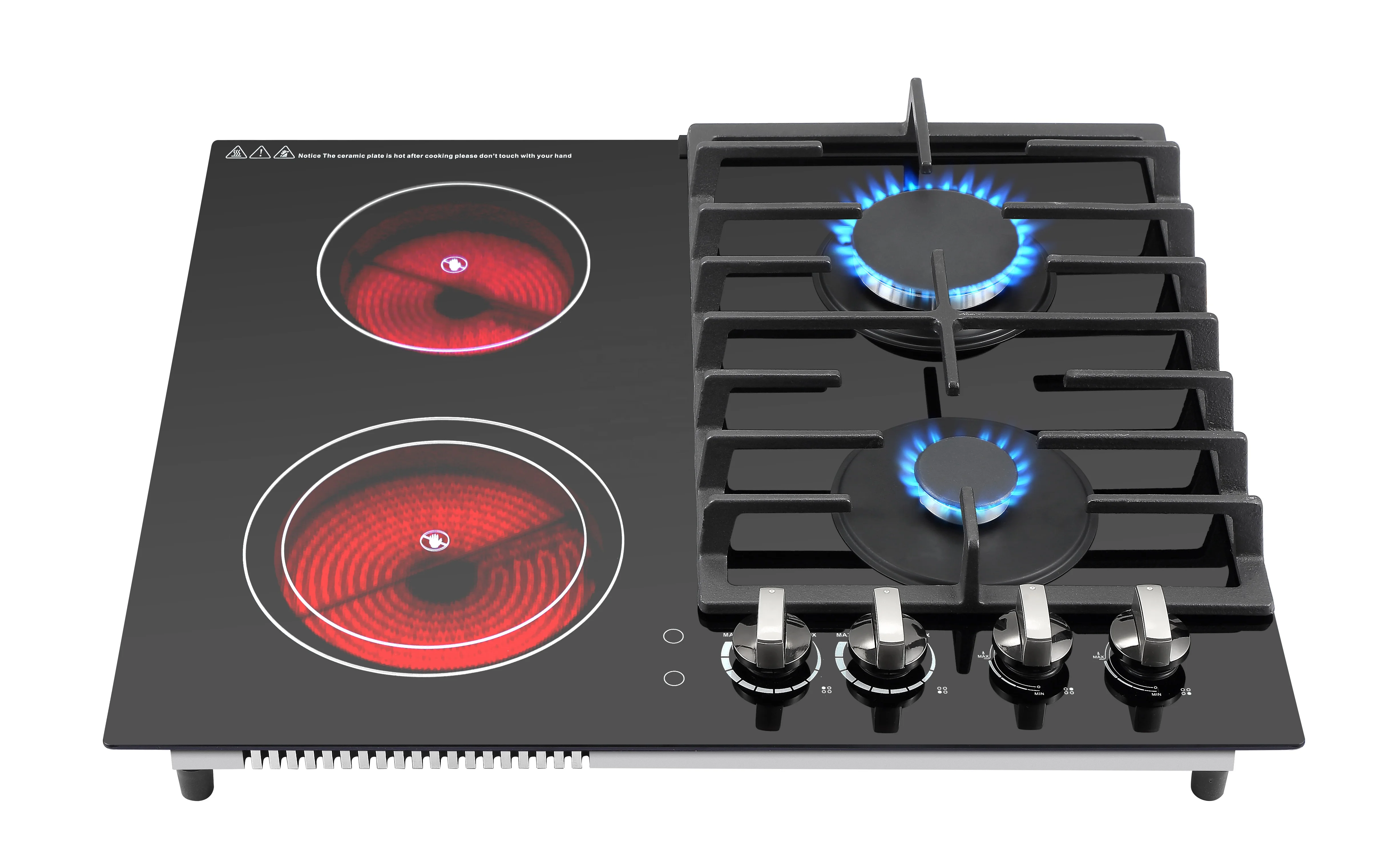 Ceramic and Gas Hob Best Sales Gas Ceramic Hob with 4 Burners Tempered Glass