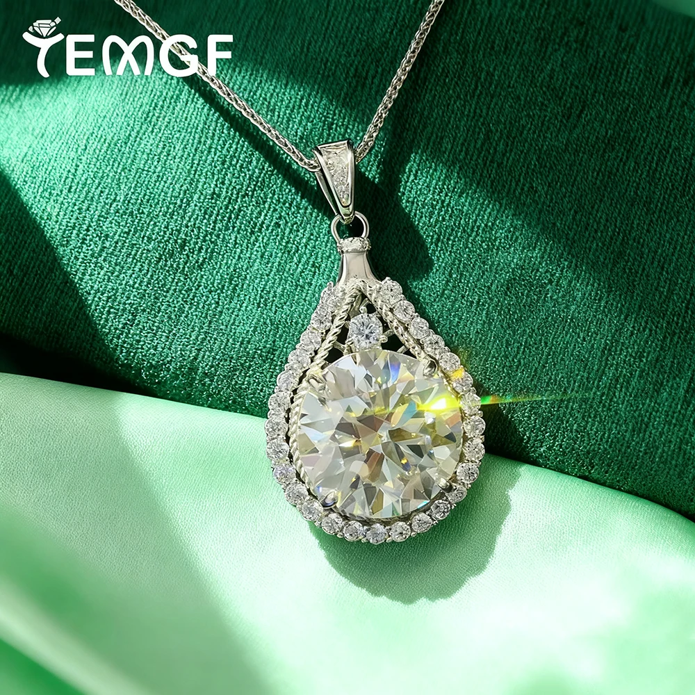 

TEMGF Luxury 1-20CT Moissanite Pendant Necklace 925 Silver Chain for Women Anniversary Wedding Banquet Jewelry Certifiable