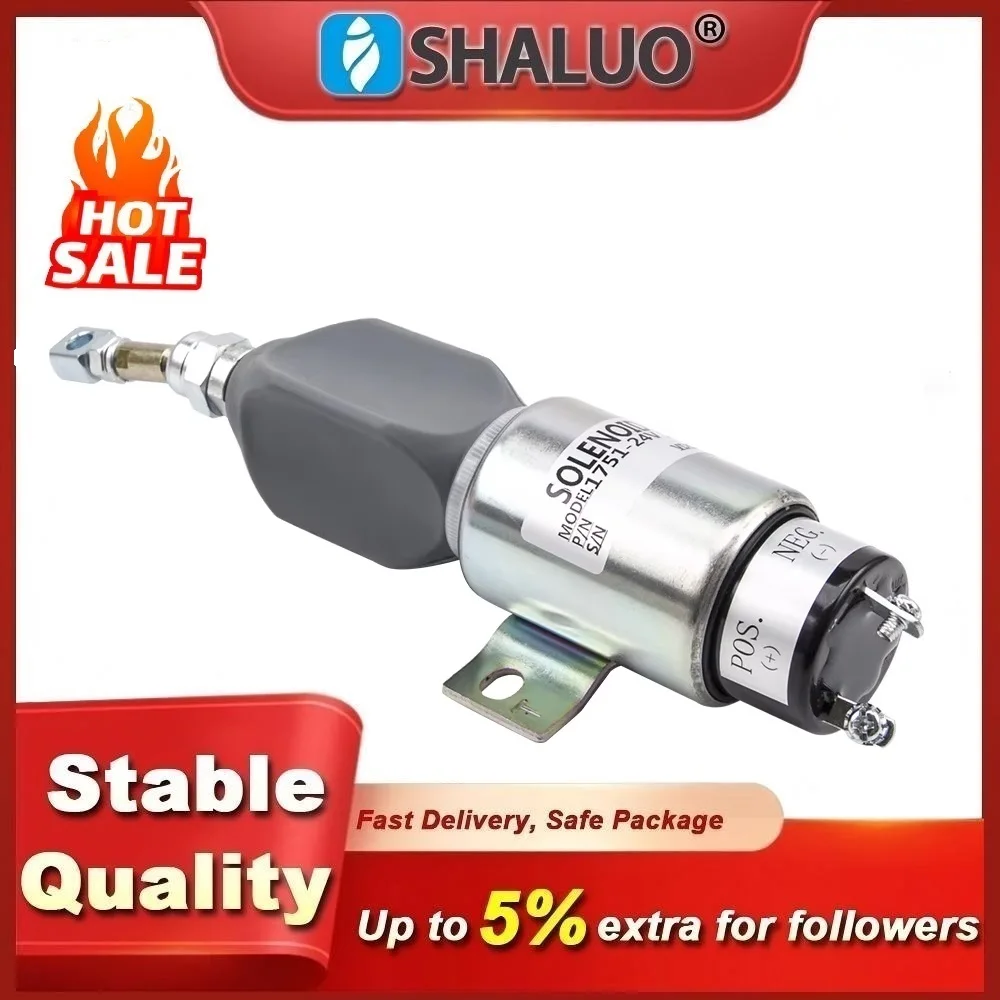 NO Type Diesel Engine Stop Solenoid Valve Electronic Flameout Fuel Cut Off Shutdown Switch Generator Accessories Parts DC12V 24V