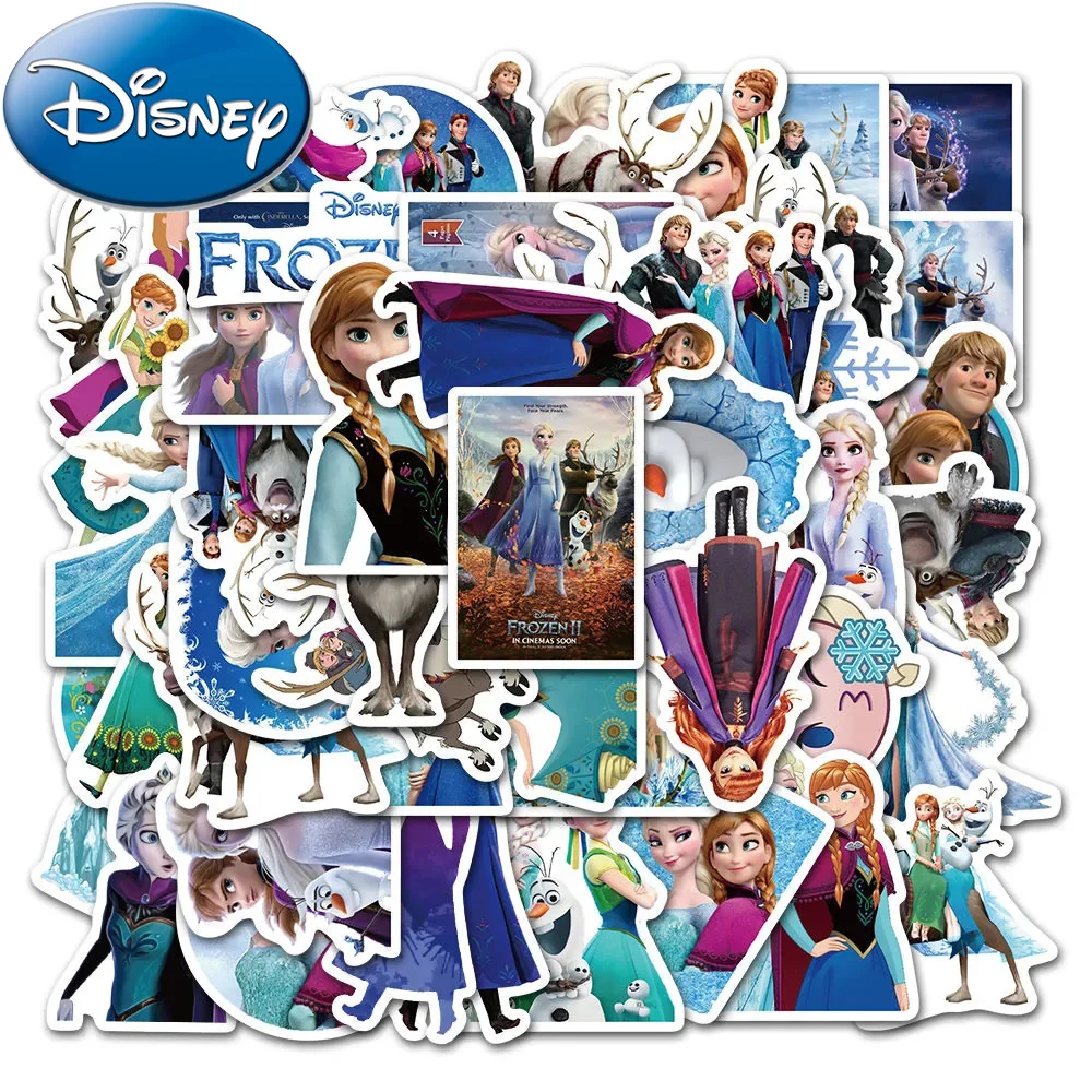 10/30/50pcs 만화 디즈니 냉동 스티커 애니메이션 DIY 노트북 전화 스케이트 보드 노트북 방수 귀여운 공주 스티커 장난감 선물