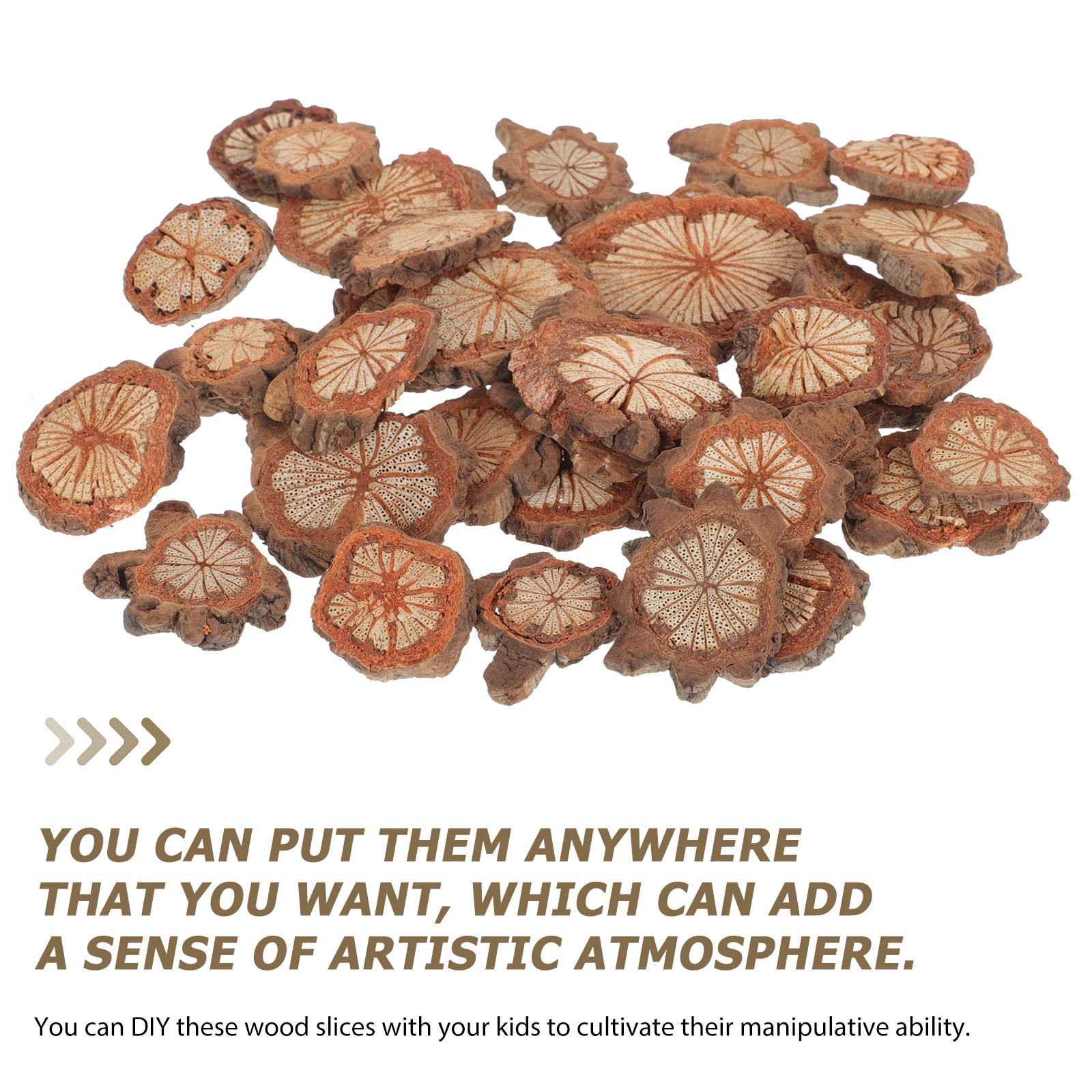 

1Pack Natural Wooden Chips DIY Craft Wreath Decorative Chip Home Ornament Rustic Wood Slice Craft Supply