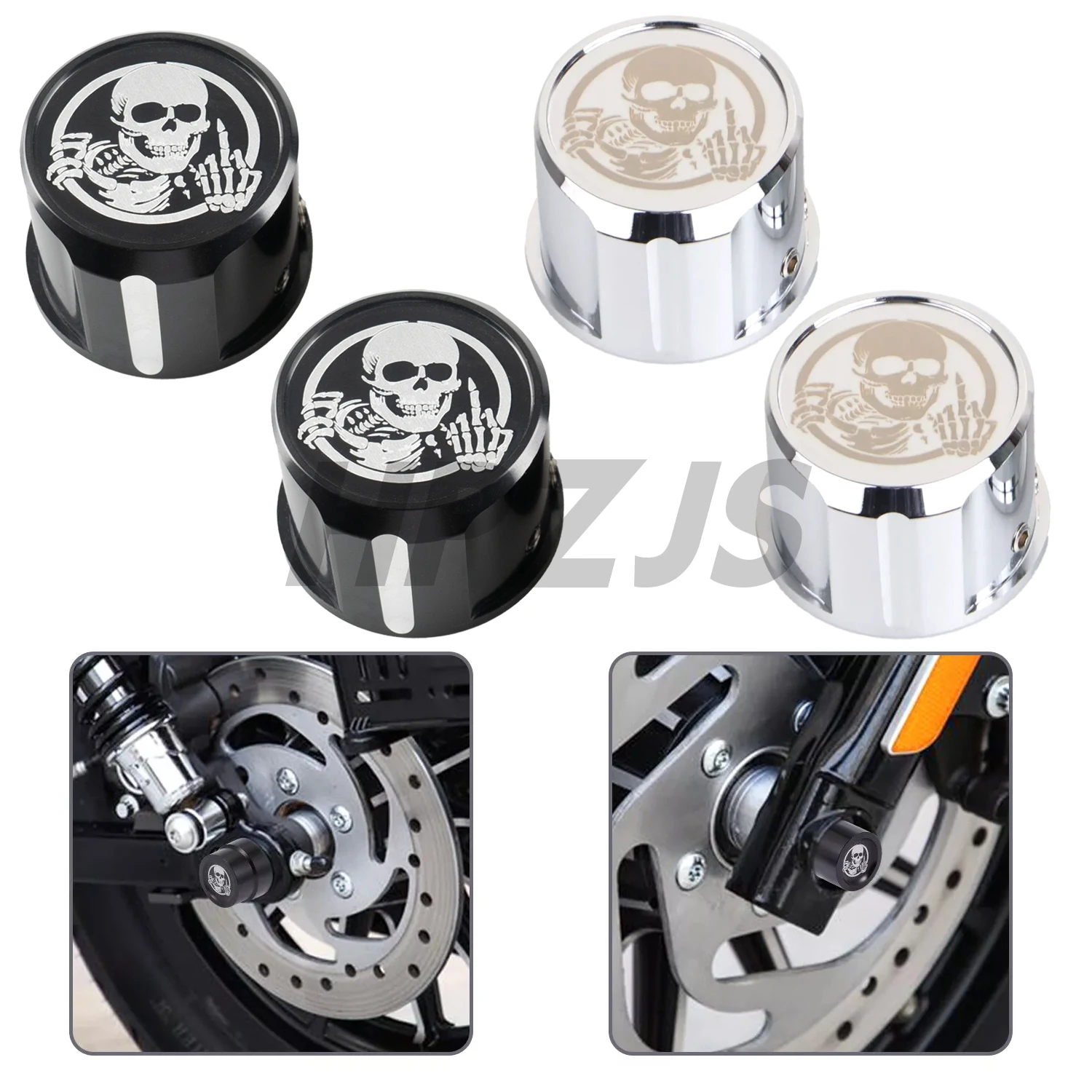 

For Harley Motorcycle Electra Street Glide Dyna Fat Boy Road King Softail Tri Glide Skull Style Front Axle Nut Cover Bolt Caps