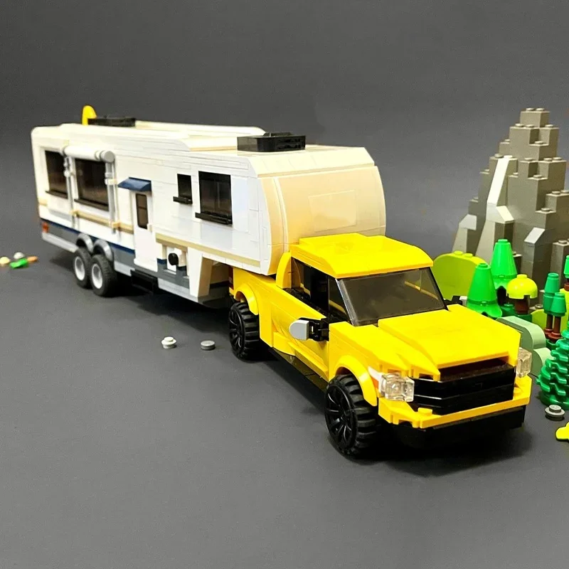 1390 Uds. Juguete MOC Tundra y quinta rueda Camper ciudad modelo juguetes de bloques de construcción montar DIY regalos de navidad Idea creativa niños