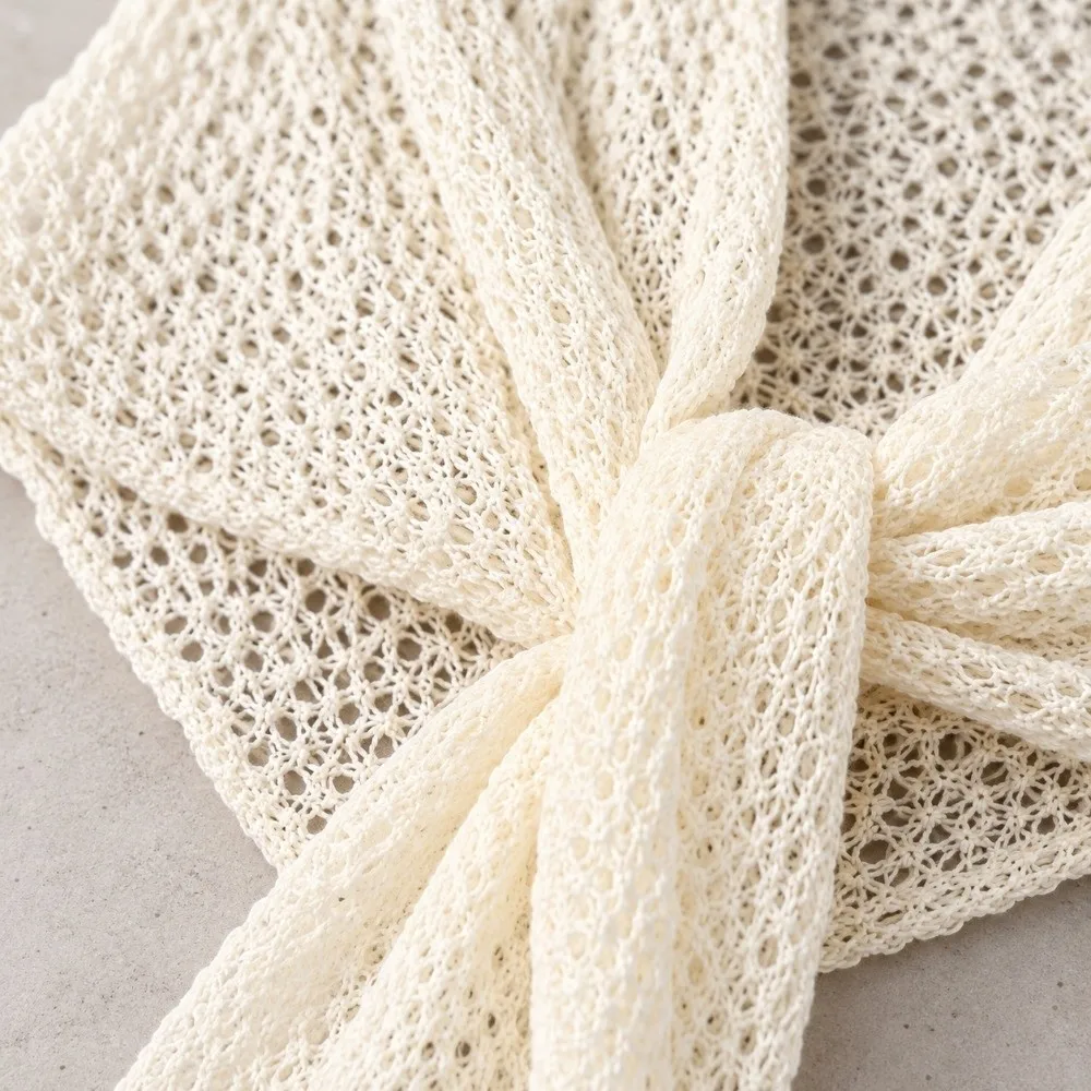 Fashion Hollow Out Knitted Shawl Solid Color Thin Knit Shoulder Shawl Triangular Shape Breathable Triangle Wrap Daily Wear