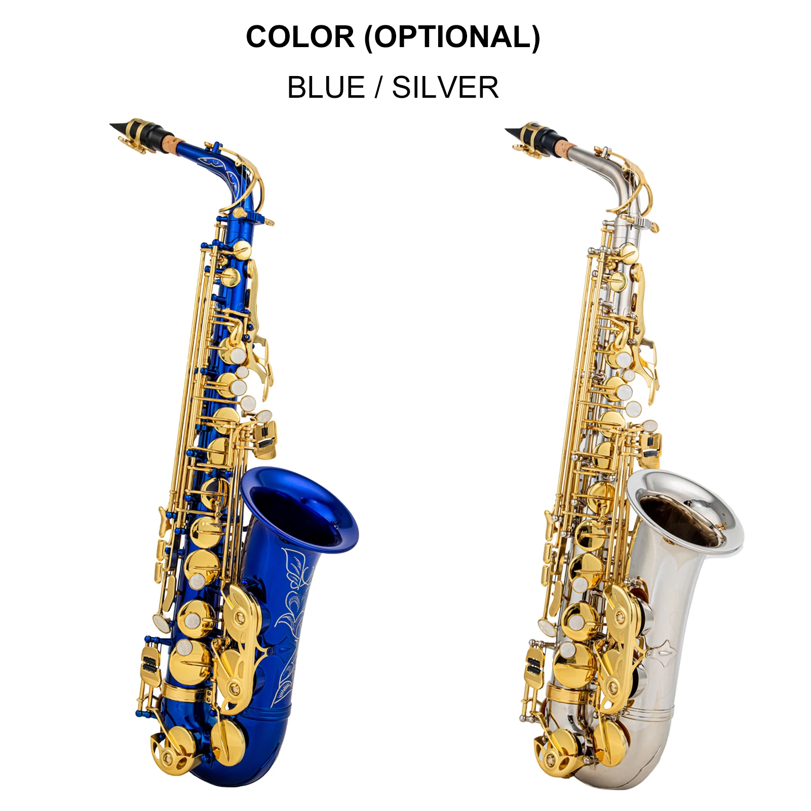 E Flat Sax  Alto Saxophone Brass E Flat Sax 802 Key Type  Instrument with Cleaning Rod Cloth Gloves Strap Padded Case