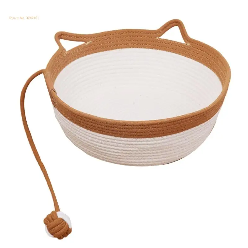 Cartoon Kitten Pet Bed Woven Nest for Dogs and Cats Soft Woven Basket Dropship