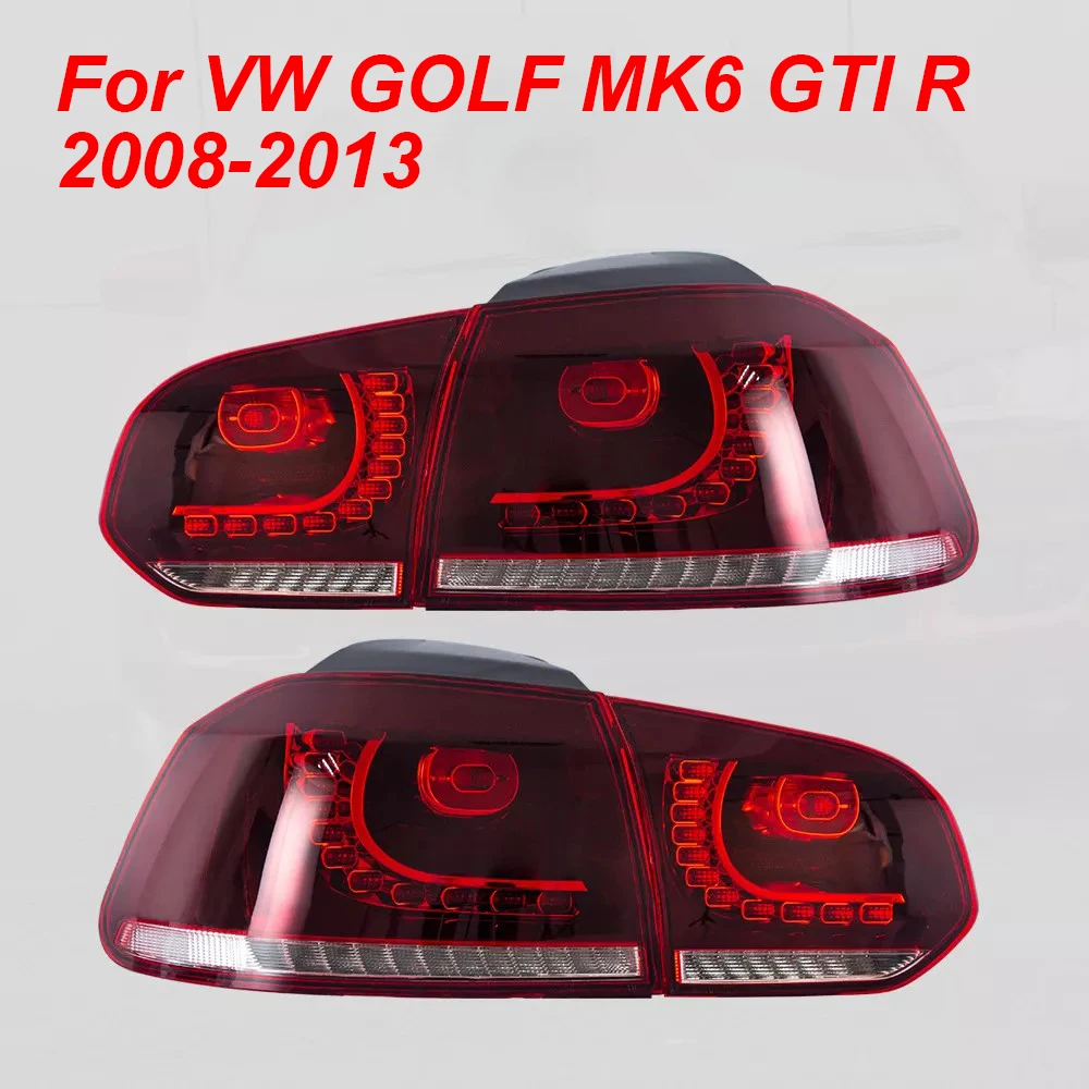 Pair LED Taillight Assembly For VW GOLF MK6 GTI R 2008-2013 Rear Brake Stop Lamp Sequential Dynamic Turning Signal Light