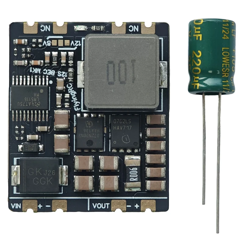 1PCS 10A 12S BEC Step-down Module 5.2V/8V/12V Selectable Outputs with 35V 220UF Electrolytic Capacitor for Servo Power Supply