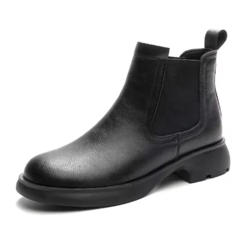 

Ботинки челси из натуральной кожи 3,5 см, женские осенне-зимние ботильоны на низком квадратном каблуке, ботинки Marton в стиле ретро, женская кожаная обувь