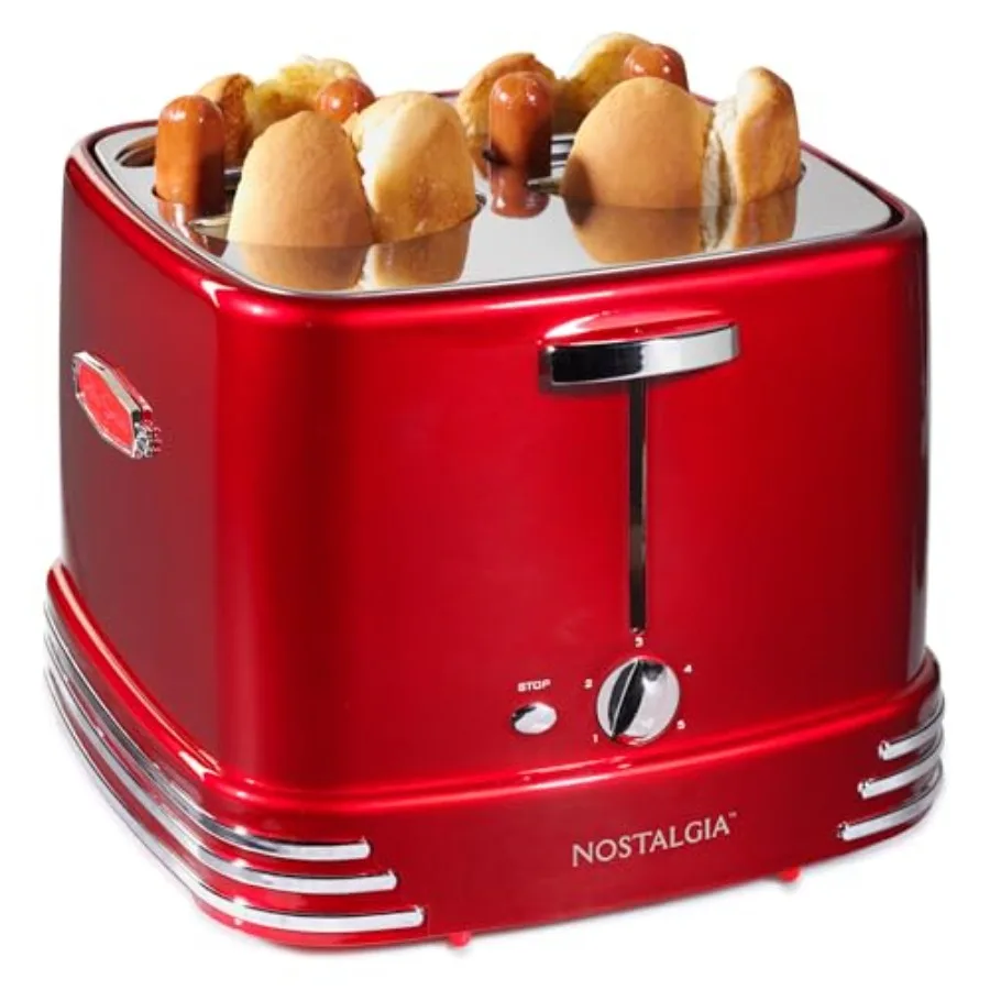

4 Slot Hot Dog and Bun Toaster with Mini Tongs Hot Dog Toaster Works with Chicken Turkey Veggie Links Sausages and Brats