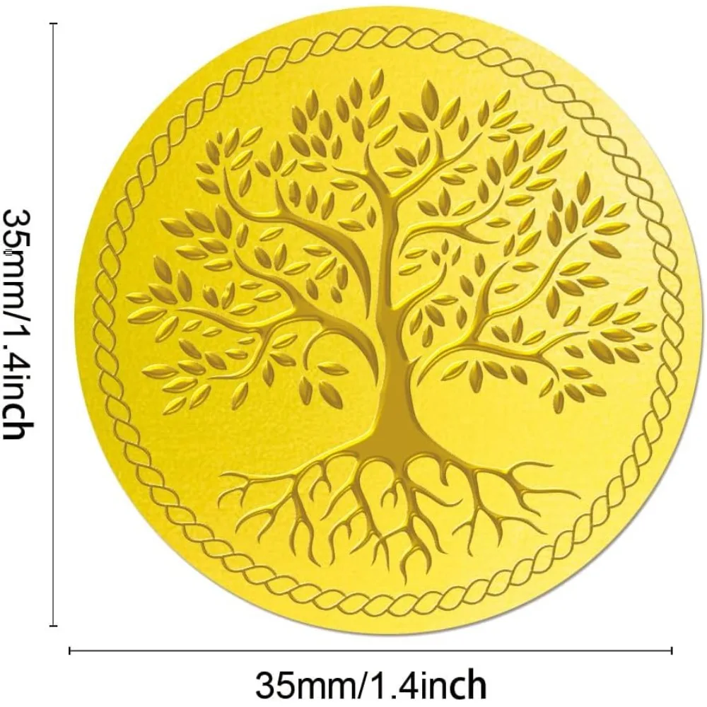 150PCS Tree of Life Gold Foil Envelope Seal Stickers - Gold Embossed Self-Adhesive Medal Decoration Certification making kit