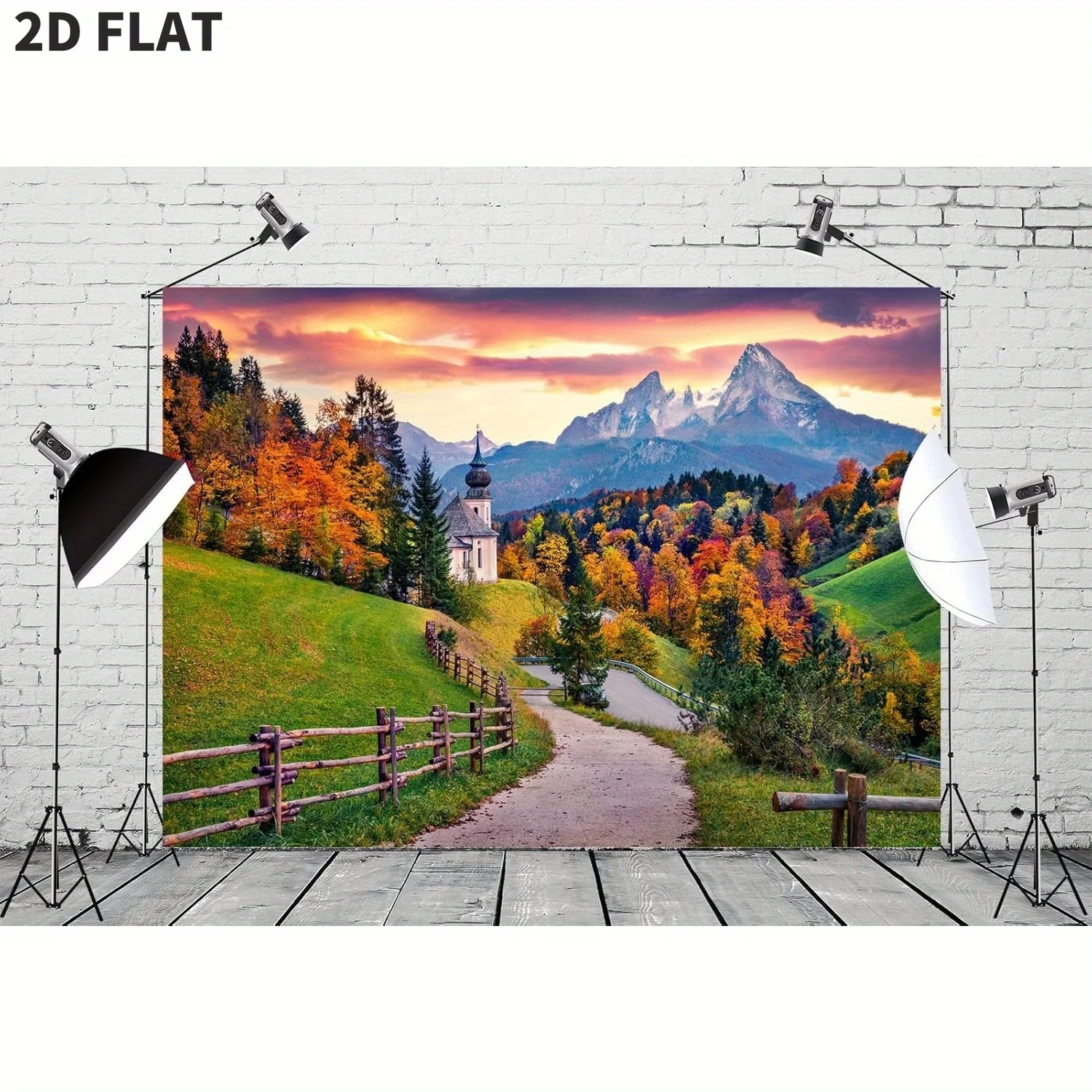 

Oktoberfest Backdrop Germany Autumn Background Maria Gern Church Hochkalter Peak Bavaria Beerfest Photo Booth Studio Prop
