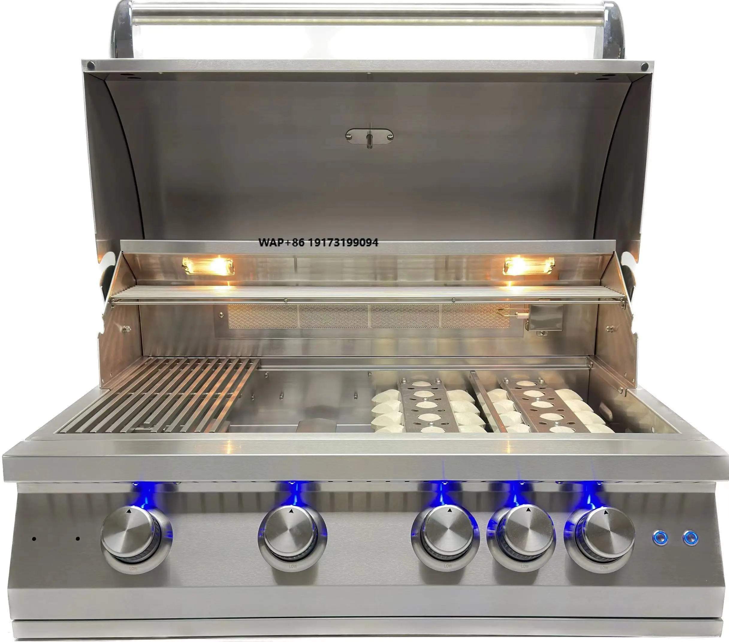 

Premium Luxury Built-in 304 Stainless Steel Gas LPG NG 4 Burner BBQ Grill Electronic Ignition Flame Safety for Outdoor