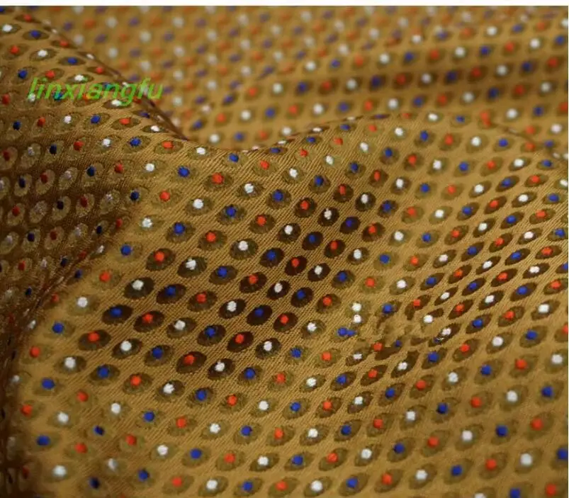 Brown fun colored dot fabric, woven brocade fabric, silk satin fabric, Hanfu handmade DIY.