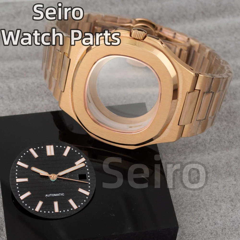 

Rose Gold Square 41mm NH35 Watch Case Strap for Nautilus 30.5mm Dial fit NH35 NH36 NH38 Movement Stainless Steel Case Parts