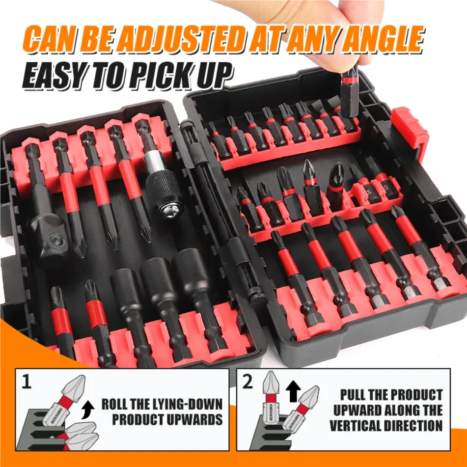 31pcs Electric Screwdriver Bit Set Durable Alloy Oil-rubbed Finish Waterproof Includes Phillips Hexagon Torx Sockets With Case