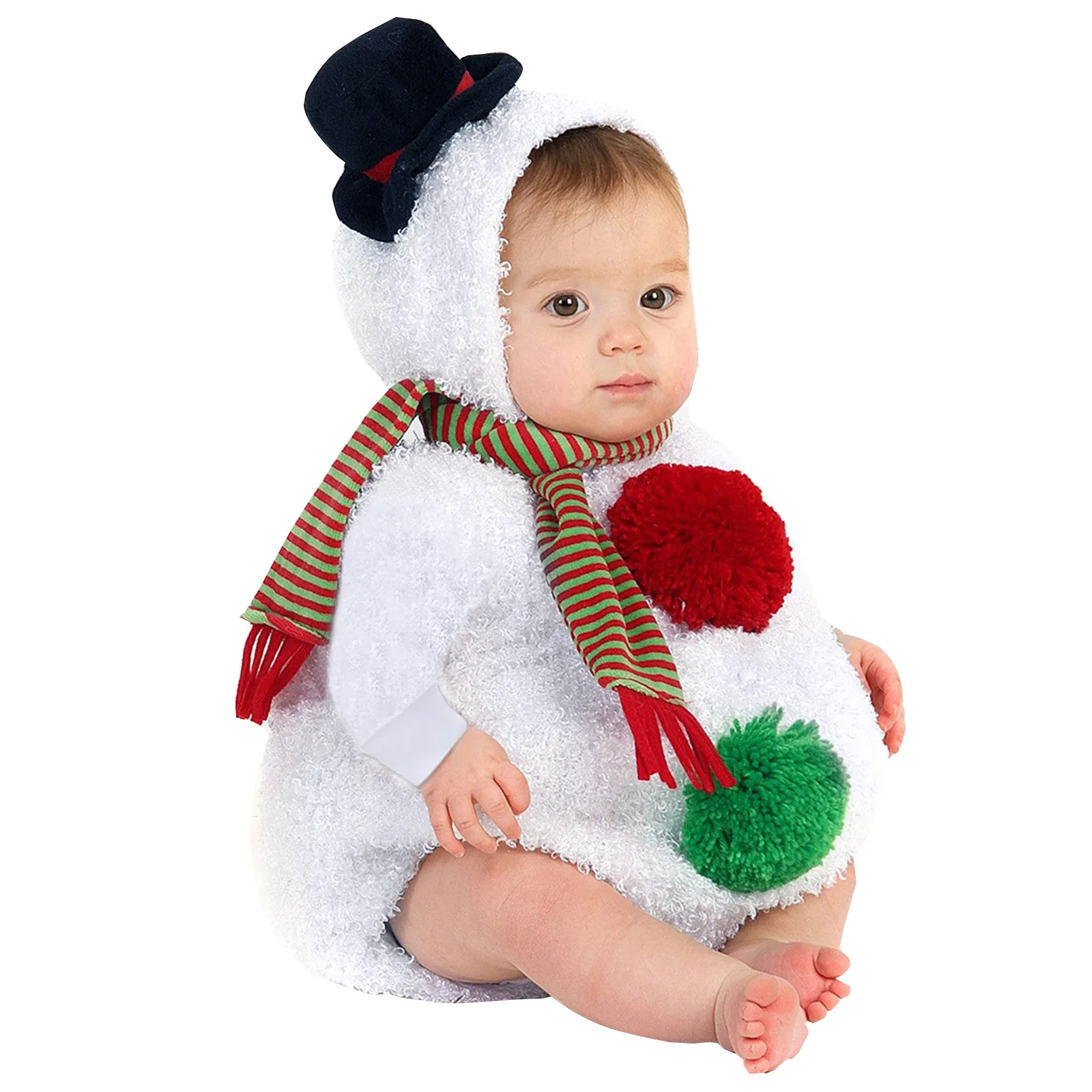 Infant Baby Boys Girls Set Long Sleeve Christmas Cosplay Costume Snowman Fleece Hoodie Romper Jumpsuit And Big Girls Romper