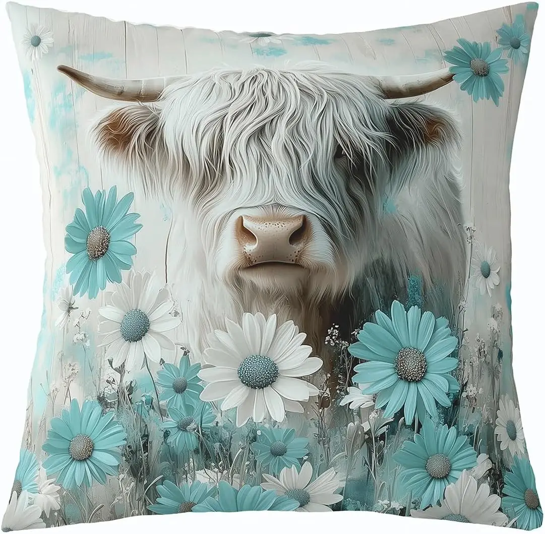 Highland Cow Throw Pillow Covers 18