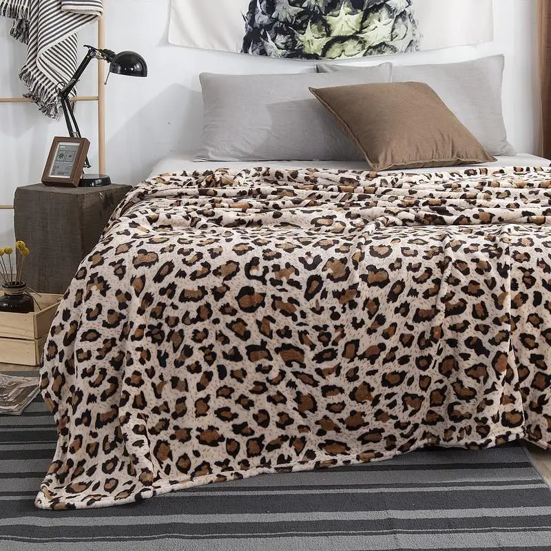 Super Soft Coral Fleece Flannel Blankets Leopard Zebra Stripe Printed Sofa Bed Bedspread Plaid Blankets