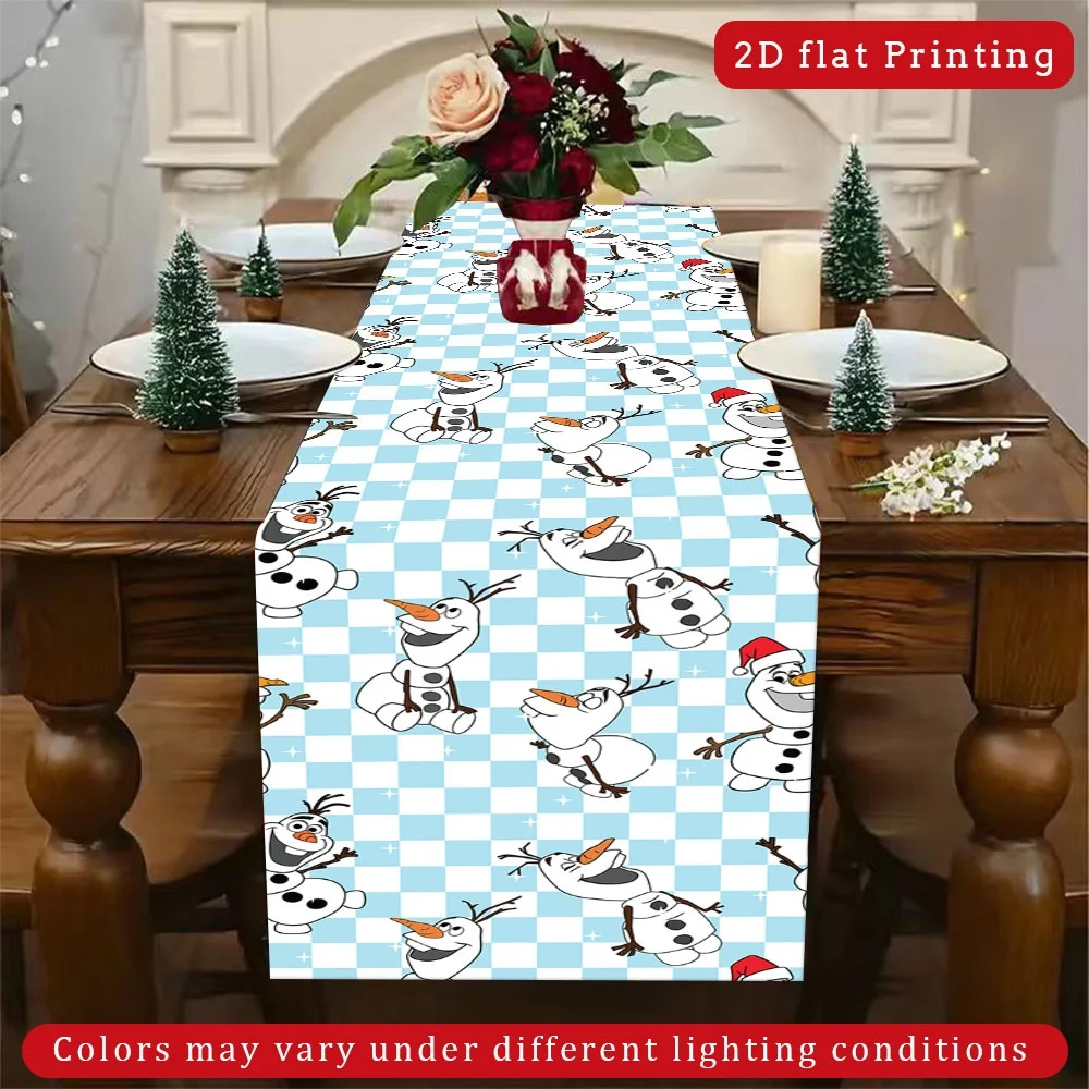 قطعة واحدة من مفرش طاولة طويل بطابع ديزني أولاف، تصميم كرتوني، مثالي لعيد الميلاد وحفلات الزفاف ومطابخ العطلات وديكورات الحفلات