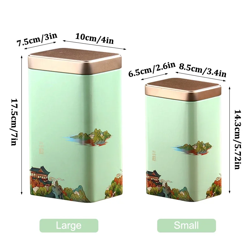 القصدير لوحة صندوق تخزين مختومة الشاي العلبة الصغيرة مربع القهوة جرة أوراق الشاي الحاويات علب صفيح صغير التوابل صناديق التخزين