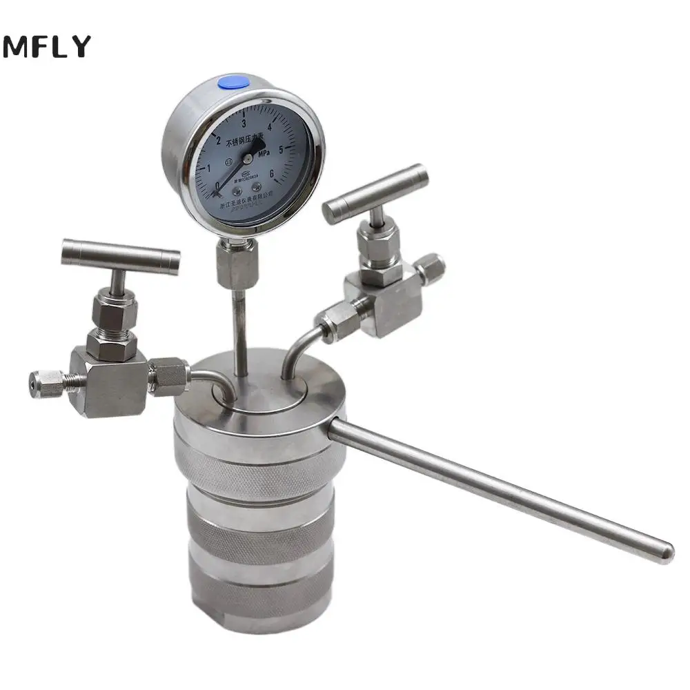 

25ml Hydrothermal Synthesis Autoclave Reactor Vessel + Inlet Outlet Gauge 25ml 6Mpa Tool Instrument