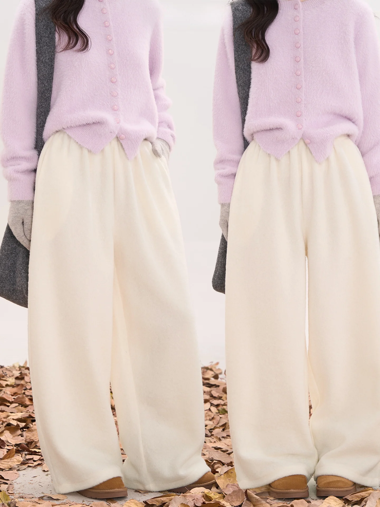 

Женские повседневные брюки Heme из утолщенной шерстяной ткани с имитацией твида, с манжетами, зимние, модные, удобные, с дизайнерской талией