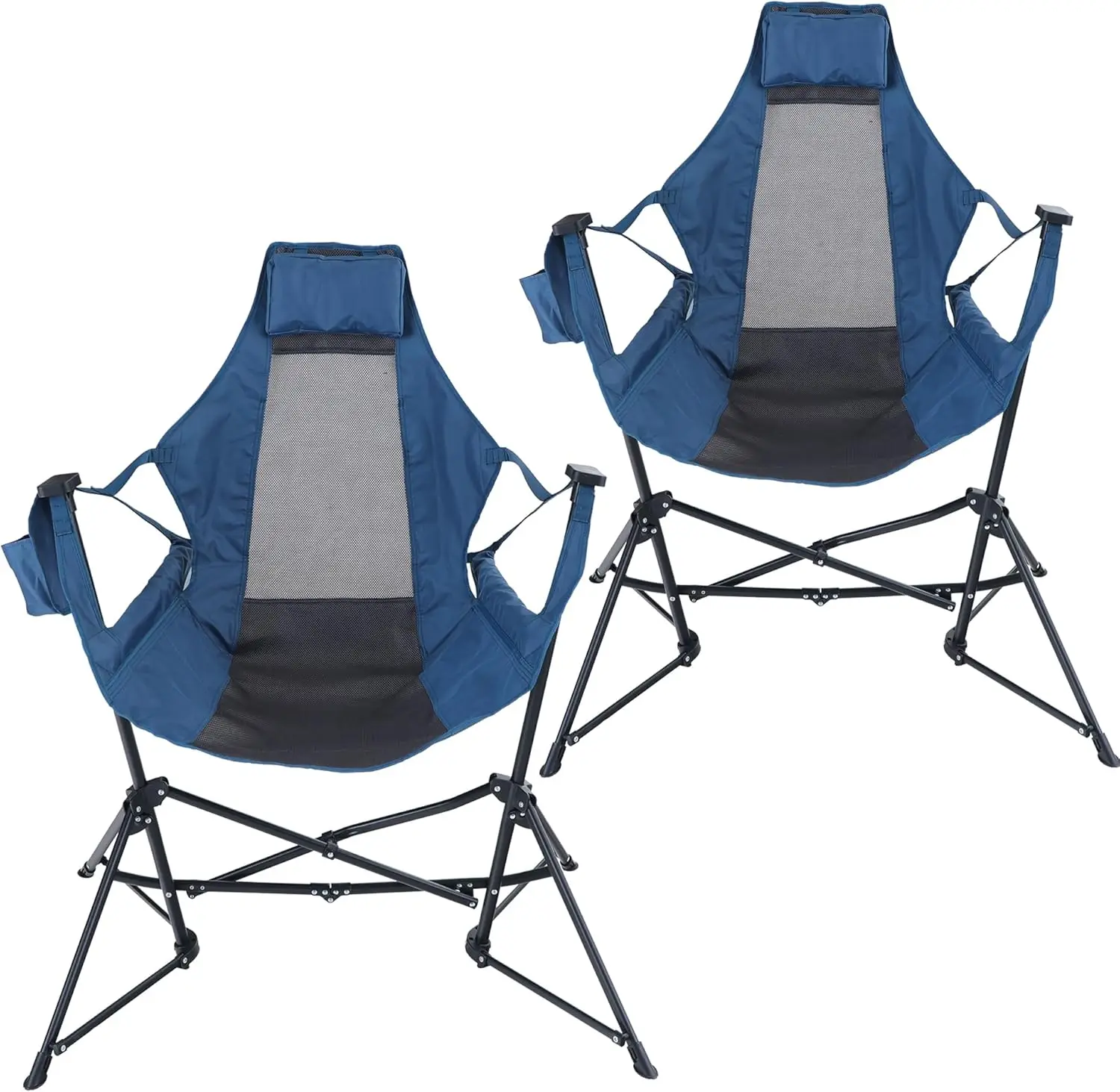 Hammock Chair Portable Camping Chair, 2 Pack Oversized Folding Rocking Chair with Headrest and Cup Holder for Travel, Picnic, Pa