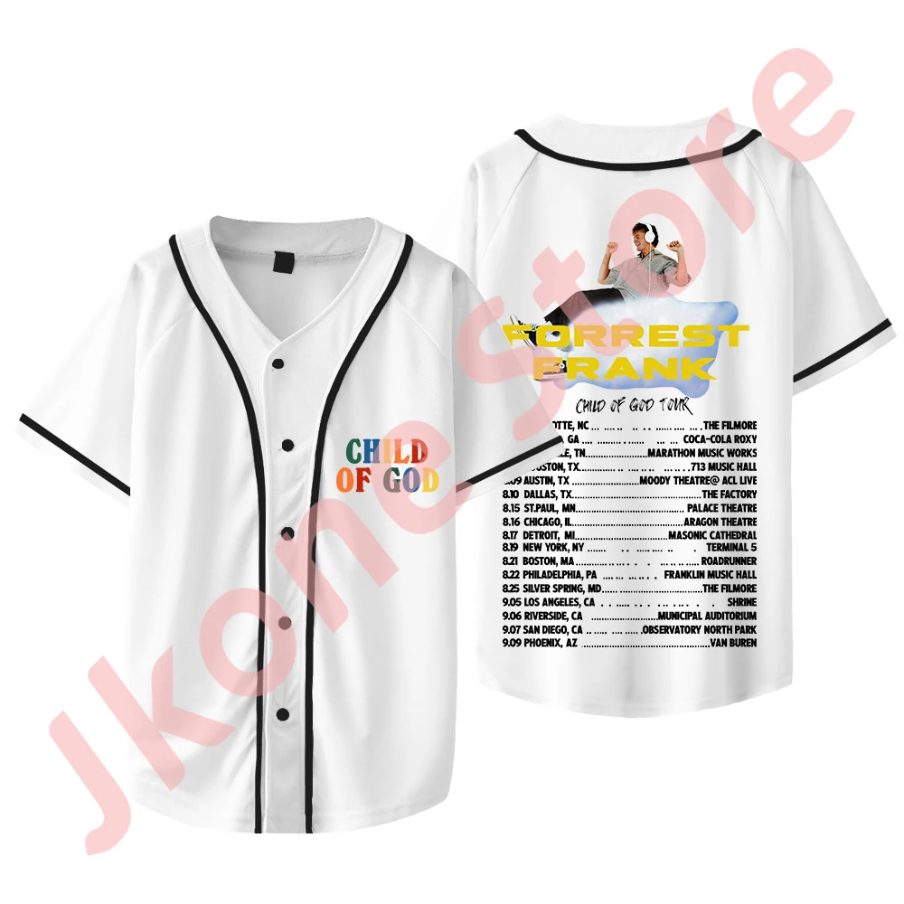 Forrest Frank Kind Van God Tour Merchandise Baseball Jasje Tee Zomer Dames Mode Casual T-Shirts Met Korte Mouwen