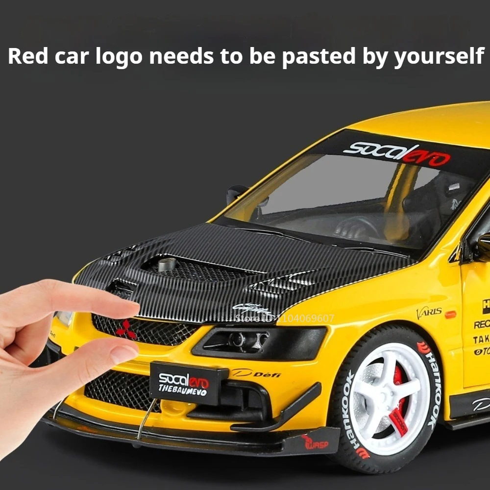 1:24 Lancer Evolution IX M3 juguete modelo de coche deportivo juguete sonido luz tirar hacia atrás puertas abiertas supercoche modelos regalos para niños