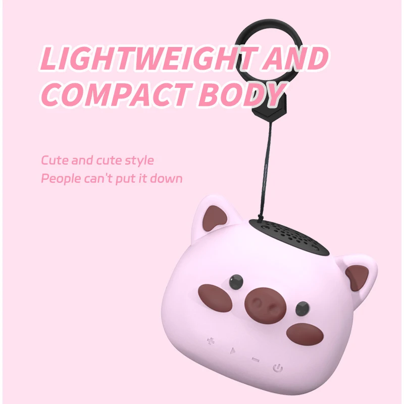Mini bolso alto-falante bluetooth bonito dos desenhos animados porco sem fio soundbar alto-falante ip65 à prova dip65 água tws caixa de música estéreo leitor cartão tf
