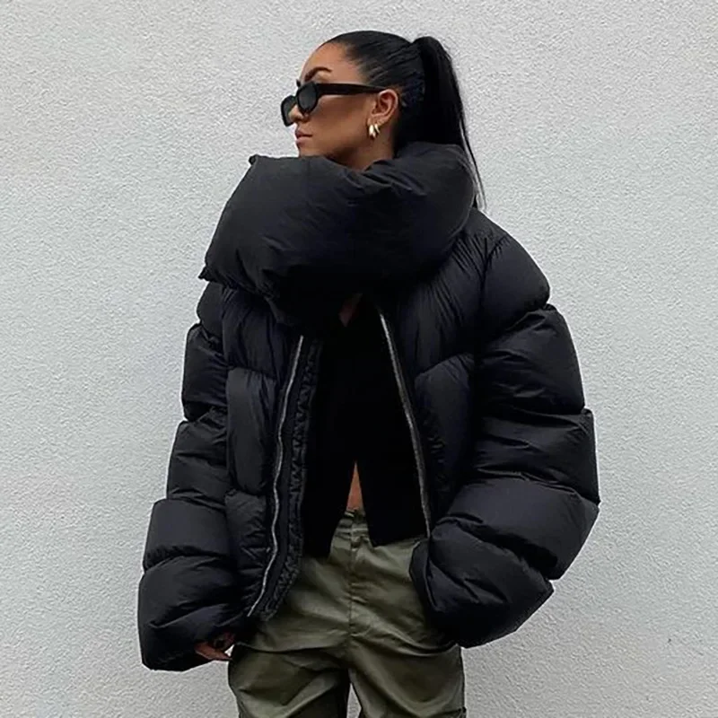 

Chic Women Clothing Design Turtlenecks Puffer Jacket Winter Bib Coat Warm Bread Clothes Cropped Jacket Streetwear Luxury Coats