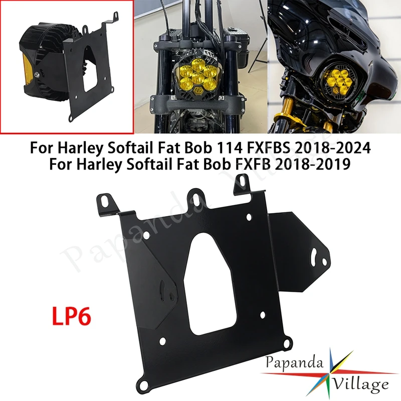 

Motorcycle Headlight Bracket Mounting For Baja Design LP6 Light Lighting Holder For Harley Softail Fat Bob 114 FXFBS FXFB 18-24