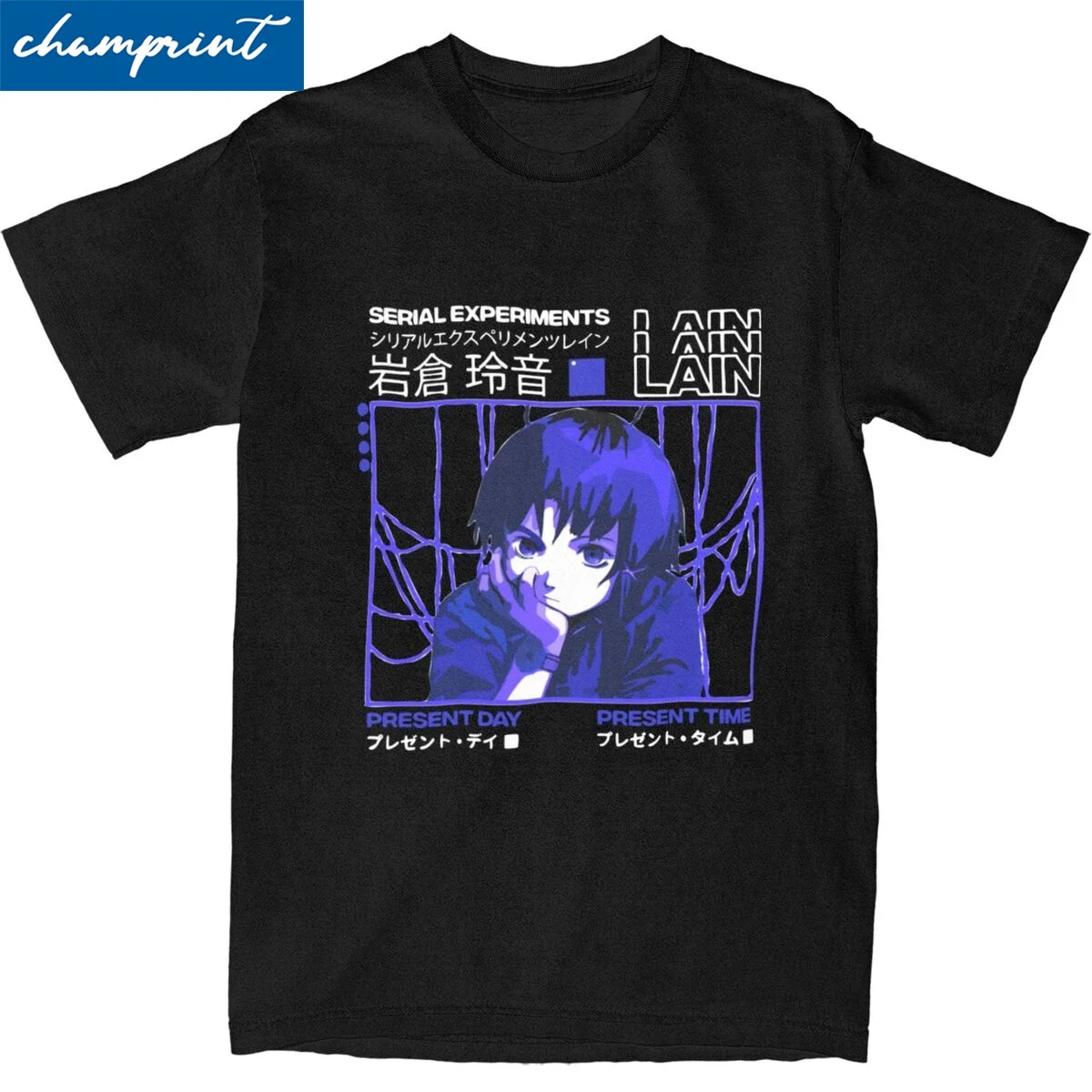 Ullzang Serial Experiments Lain Darker Classic T Shirt Men's 100%Cotton Short Sleeve Crewneck Clothes