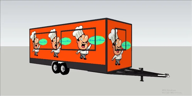 5M Green Street Food Trailer Double Canopy Sliding Windows Donut Fast Food Trailer With Germany Standard