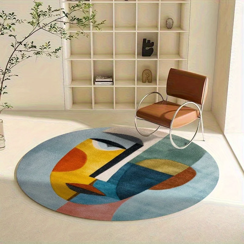 Product Round Rug,, Velvet Material, Universal for Living RoomBathroomBedroomCampingPicnicYoga, Machine Washable, Design Inspired by Isabelle Ars Minimalist Art Style, IndoorOutdoor Use Mat