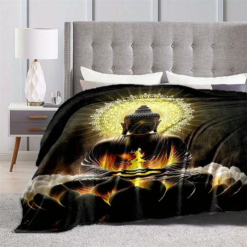 1pc, 100% Polyester Vintage Golden  Throwing Blanket - Multifunctional Soft Bed, Sofa, and Travel Blanket - Ideal Gift for Famil
