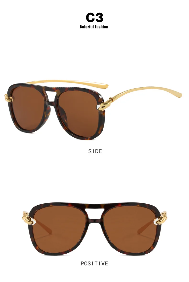 Vintage Knoten Bein Oversize Quadratische Cat Eye Sonnenbrille für Frauen Neue Mode Legierung Schwarz Gradienten Sonnenbrille Damen Elegante Shades – Detail 9