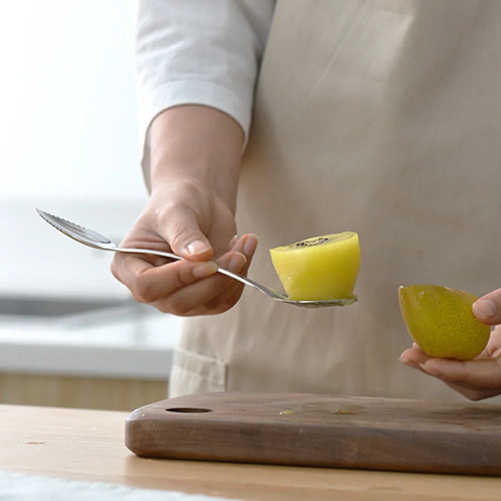 2PCS Grapefruit Spoons Stainless Steel Double Head Digging Scoop Fruit Baby Food Kiwi Watermelon Vegetables Serrated Edge Large