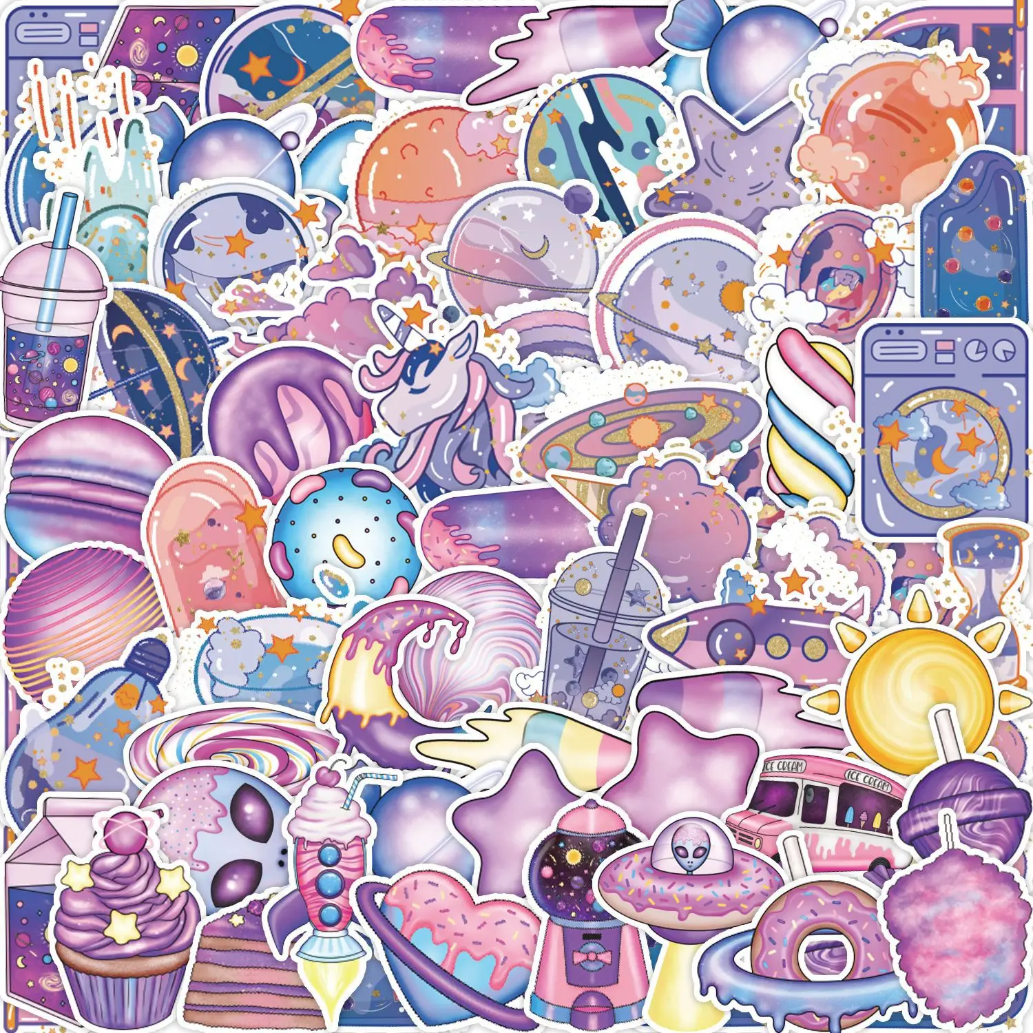 10/30/50PCS Cartoon Fantasy Universe Candy Sticker Graffiti iPad Motorcycle Car Guitar DIY Wall Sticker Toy Decoration Wholesale